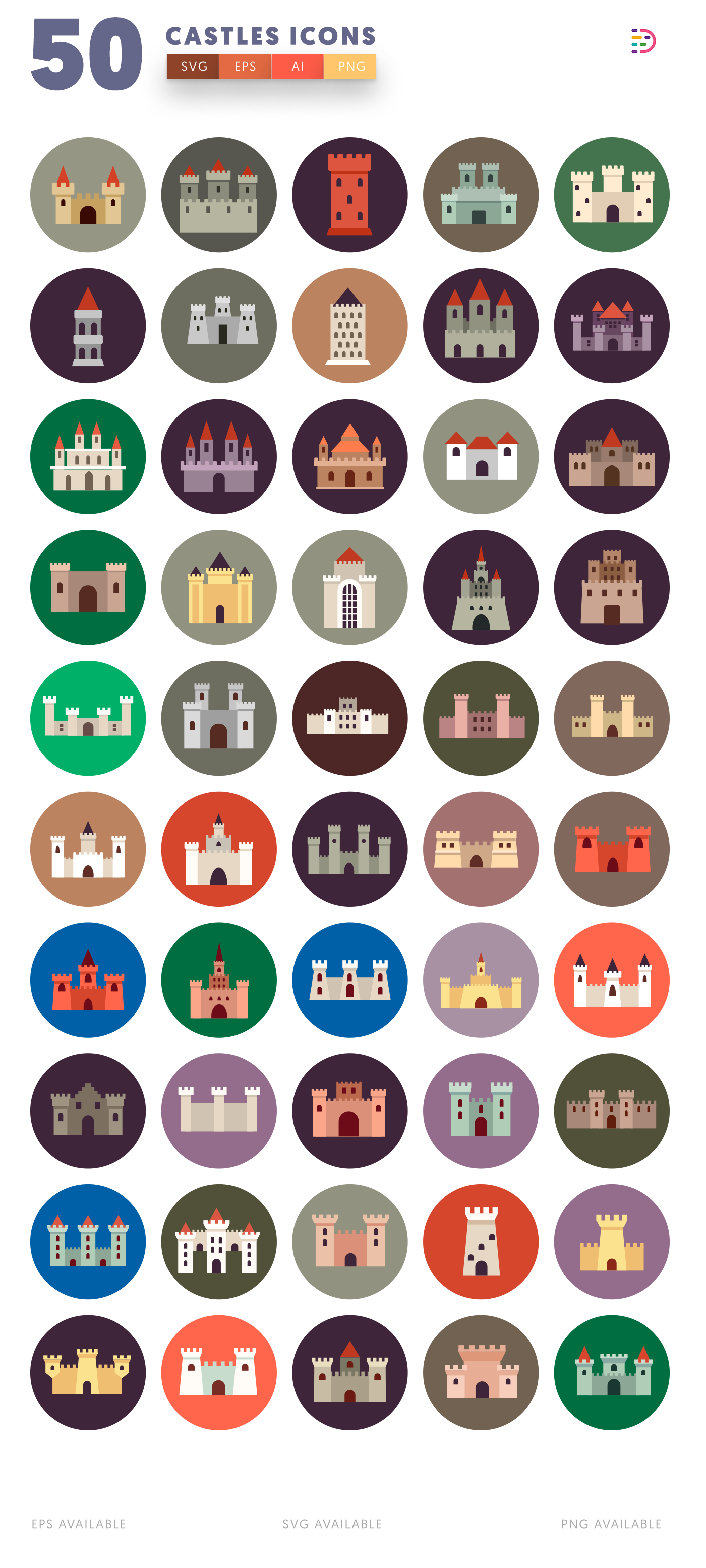 50 Castle Icons list