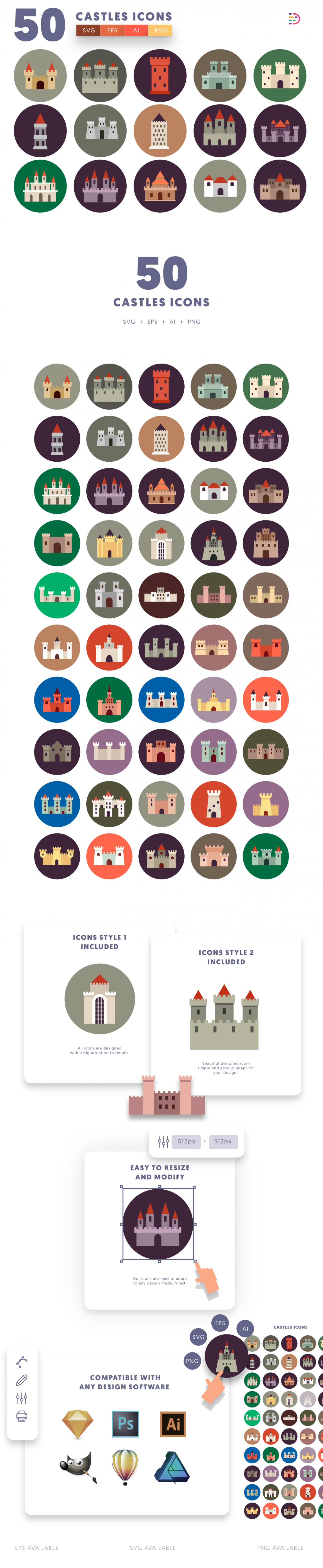 50 Castle Icons - Dighital Icons | Premium Icon Sets For All Your Designs!
