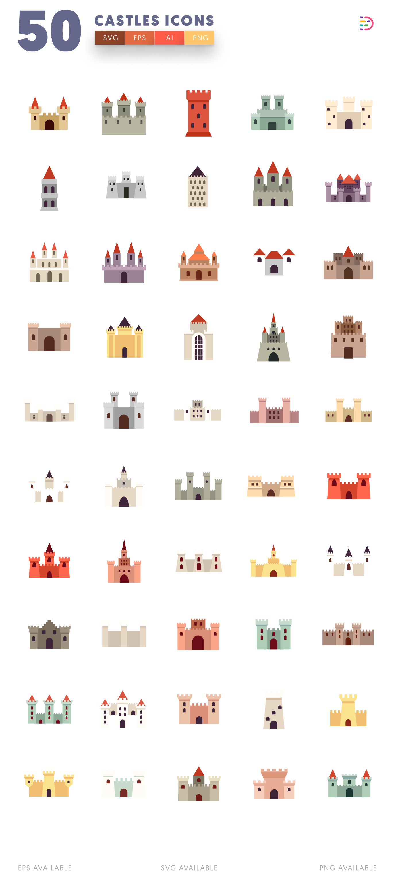Simple style Castle Icons