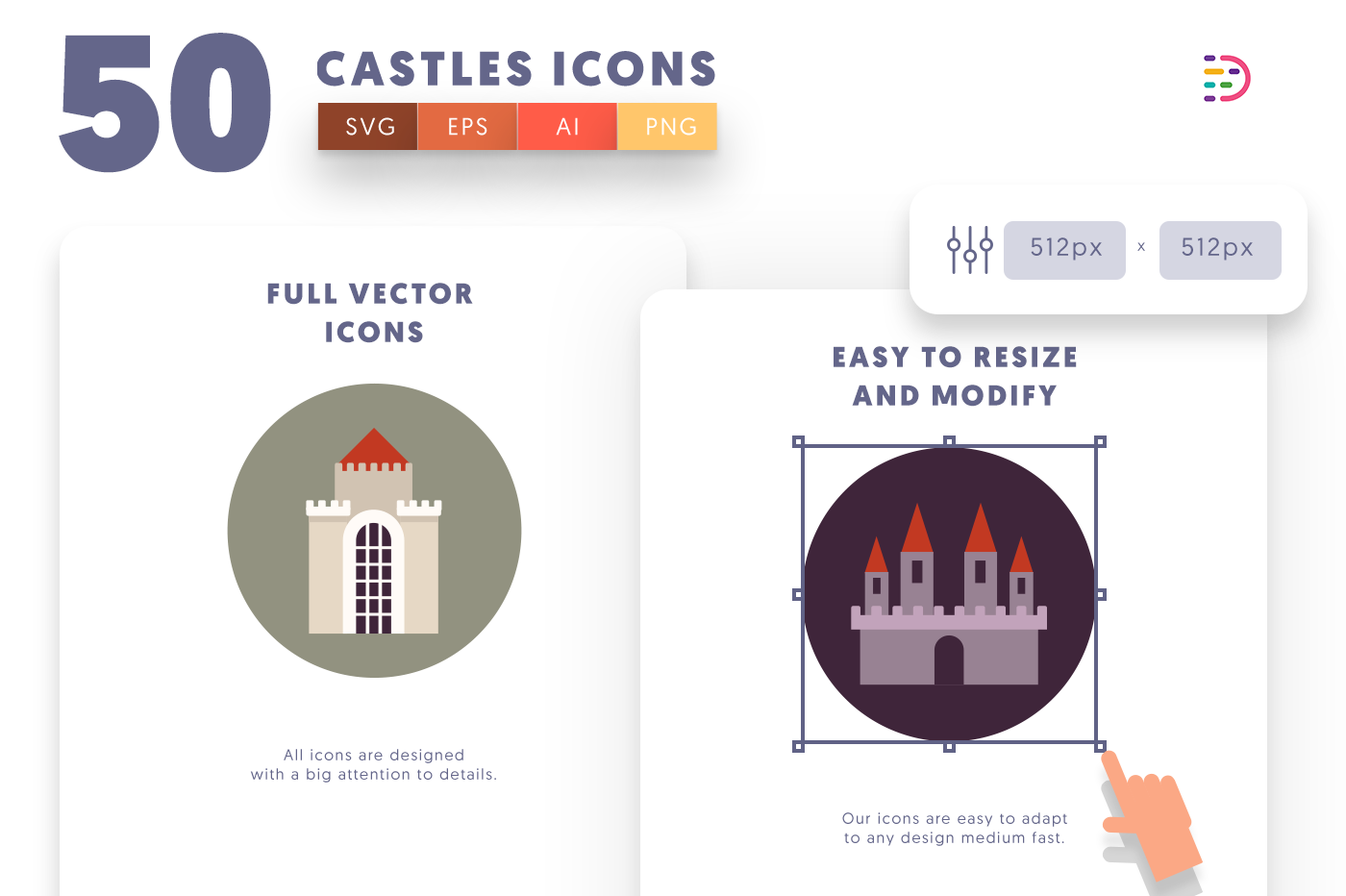 Customizable and vector Castle Icons