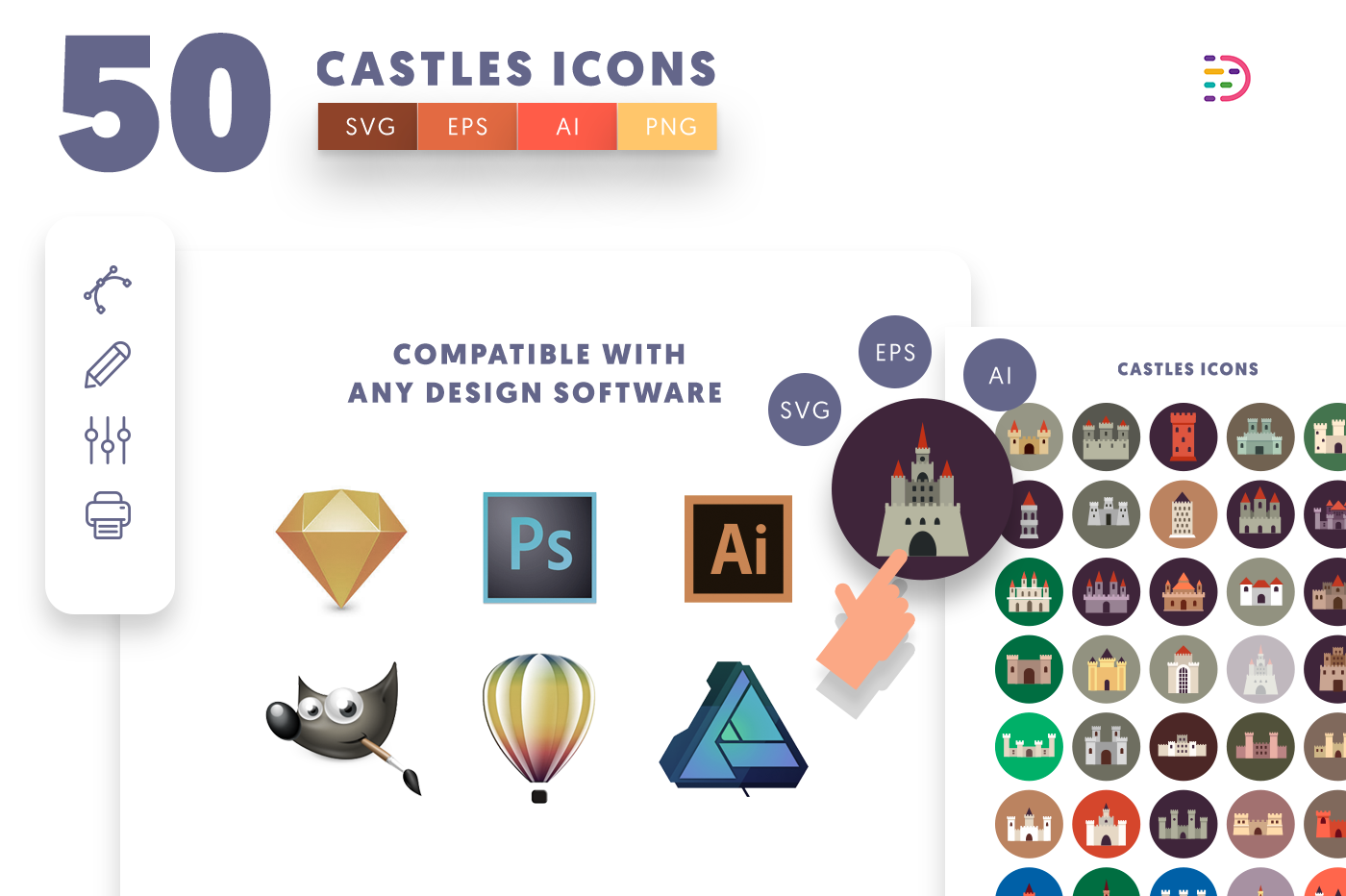Compatible 50 Castle Icons pack