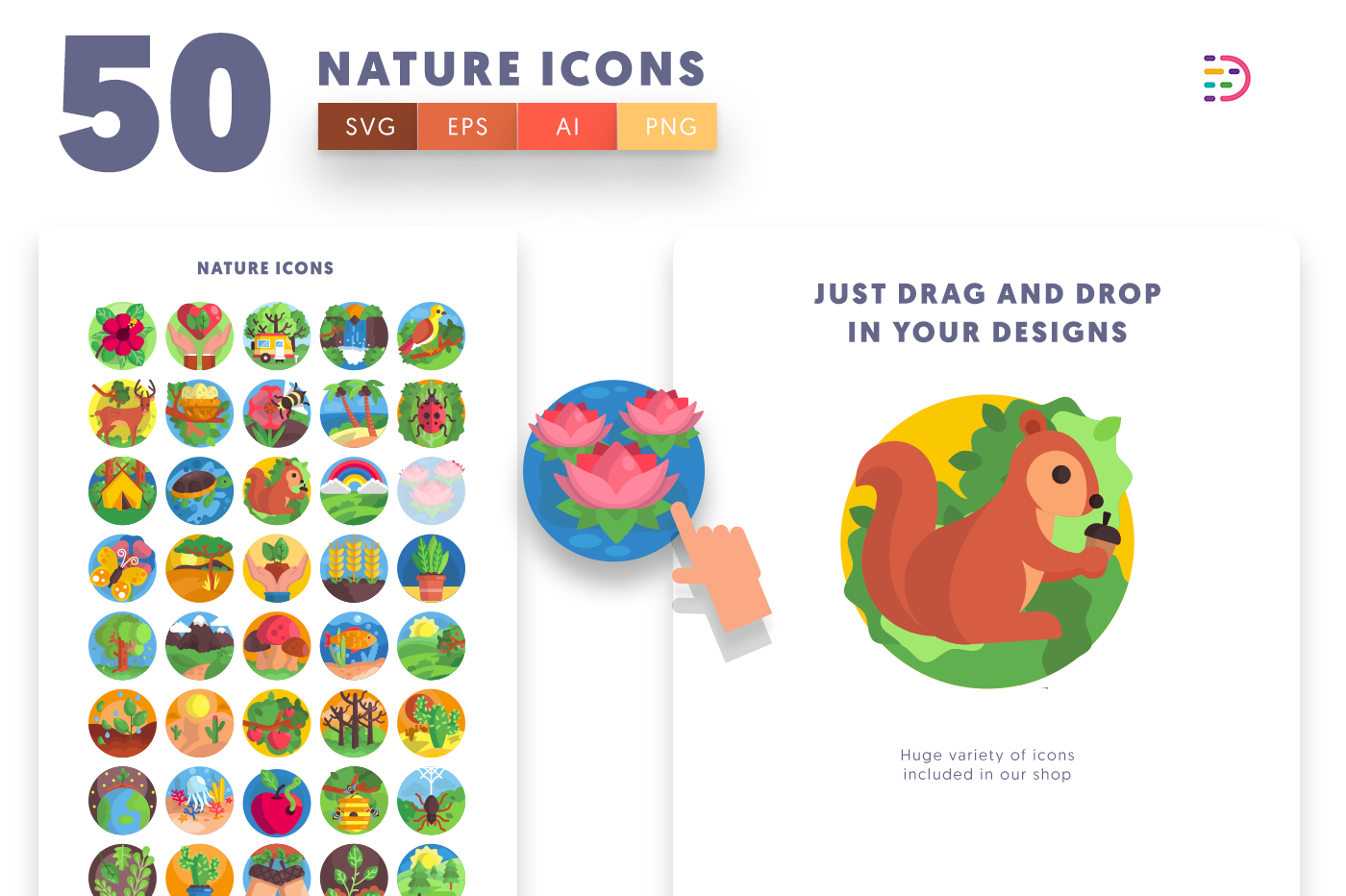 Drag and drop vector Nature Icons