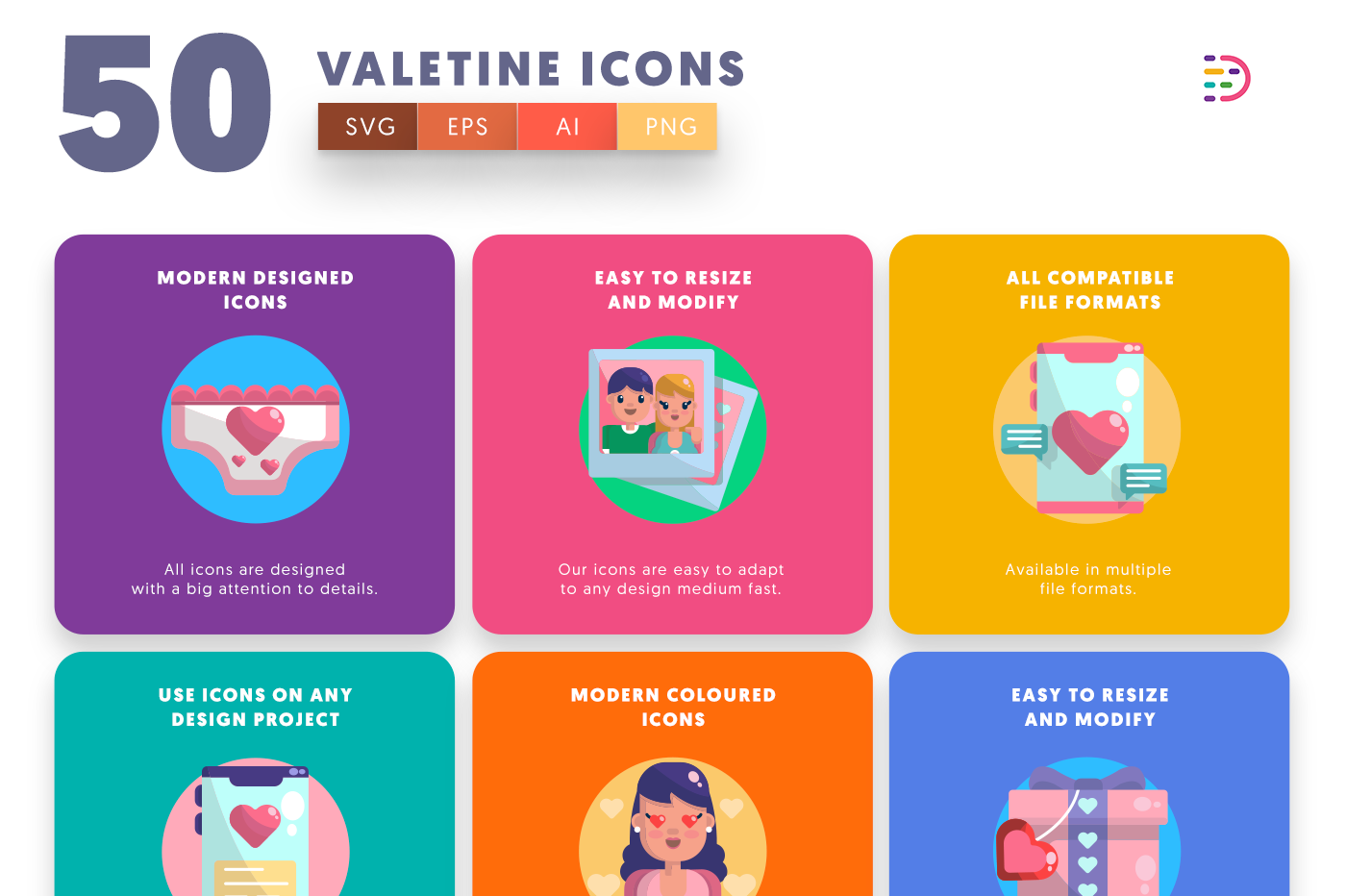Simple style Valentines Icons