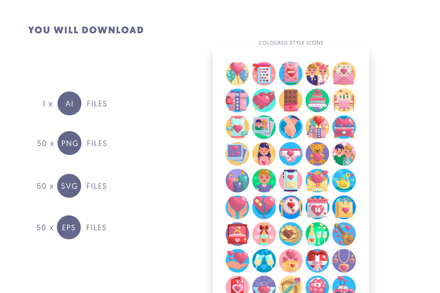  full vector Valentines Icons