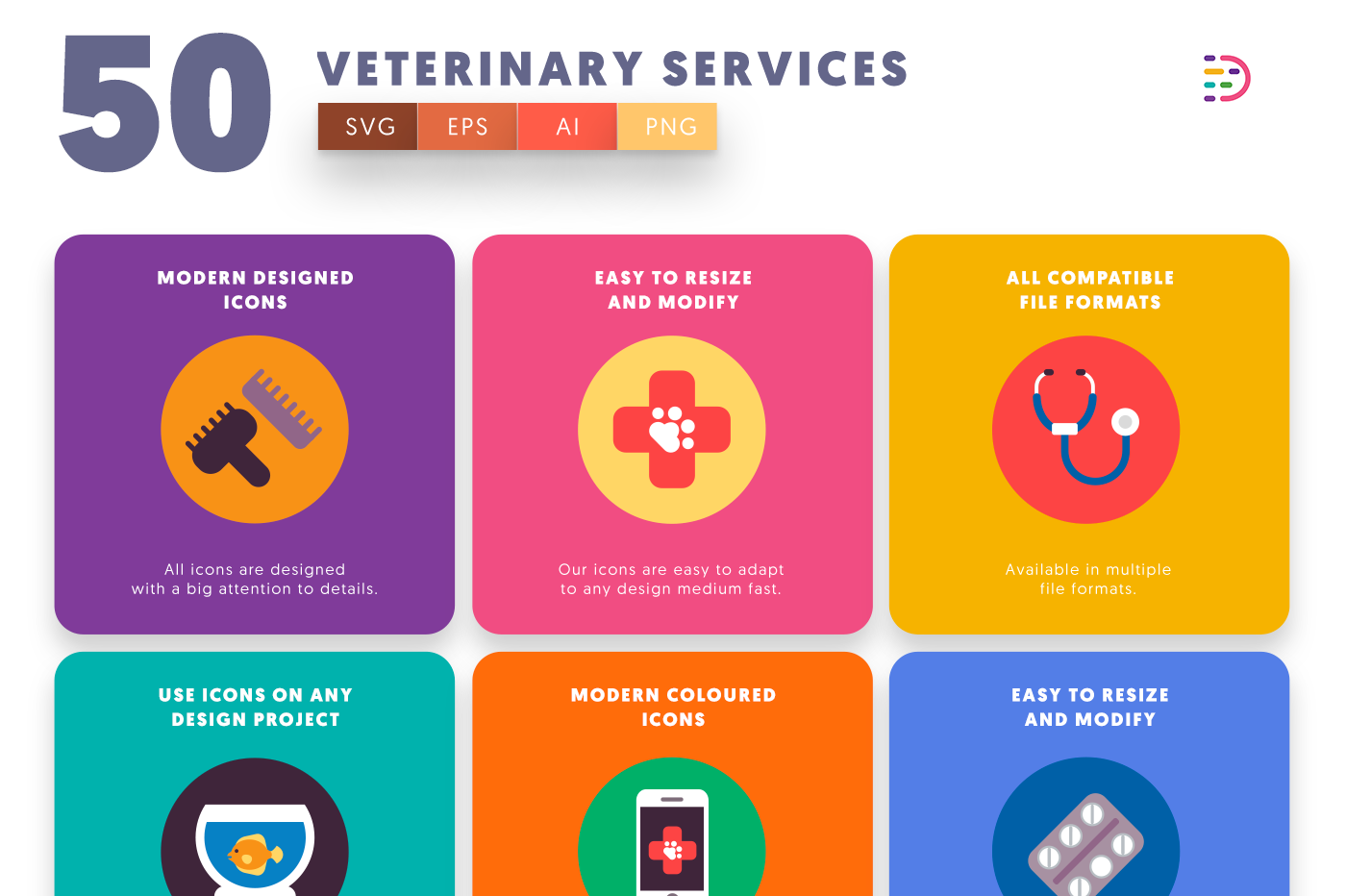  full vector Veterinary Icons