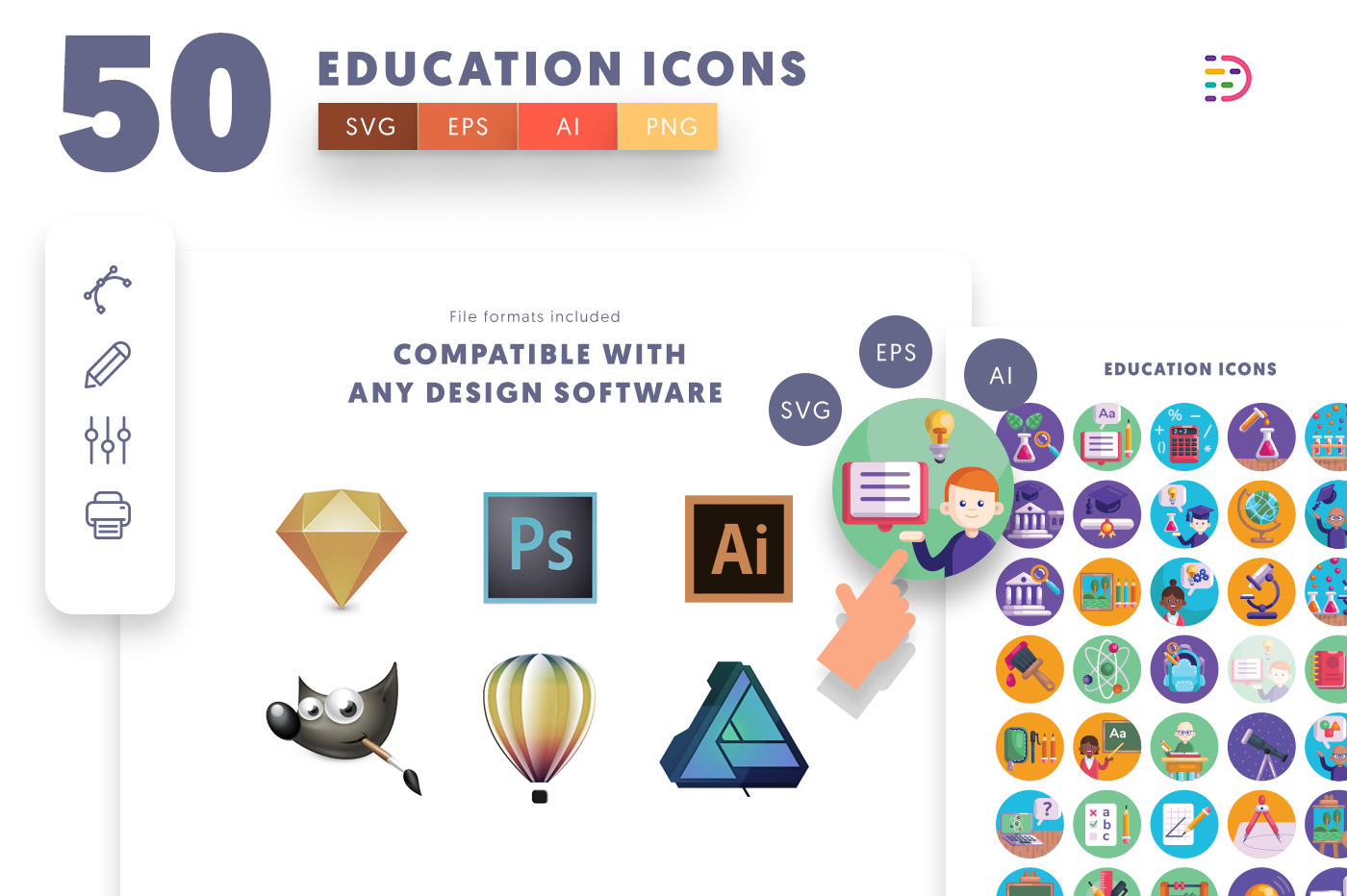  full vector School Icons