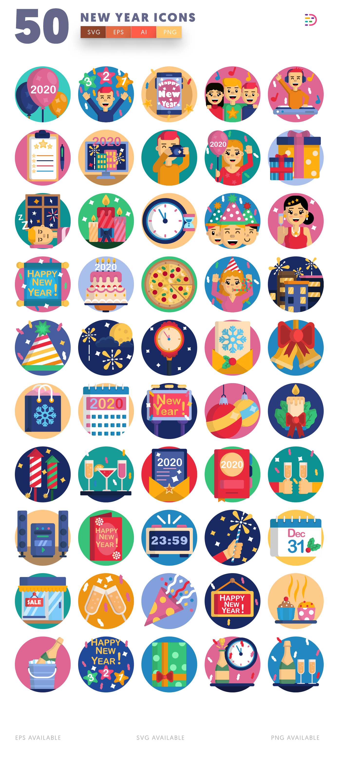  New Year Icons list