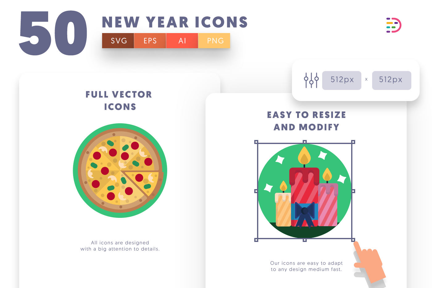Full vector New Year Icons