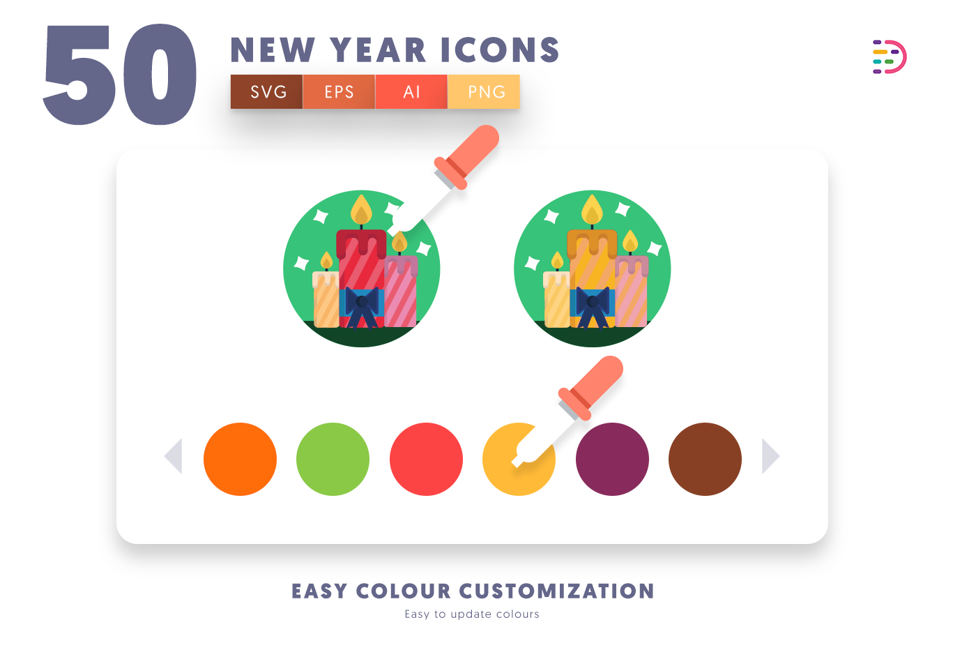 Customizable and vector New Year Icons