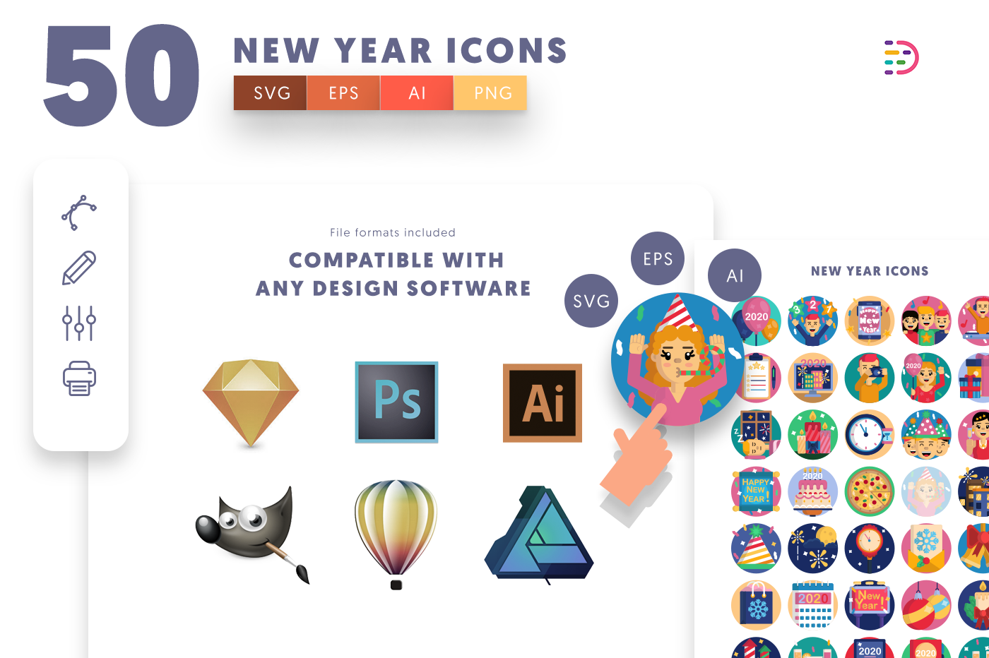  full vector New Year Icons