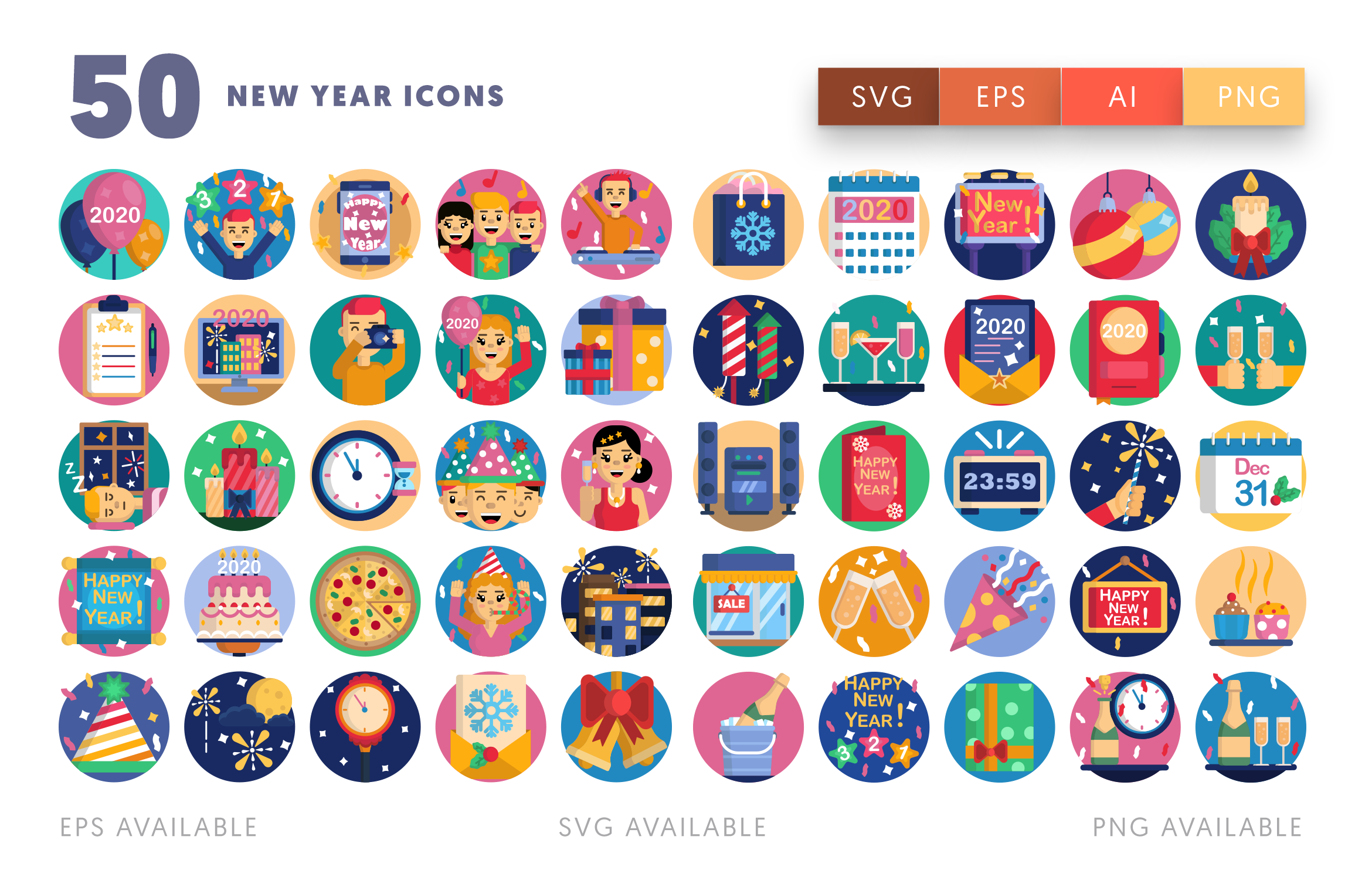 50 New Year Icons