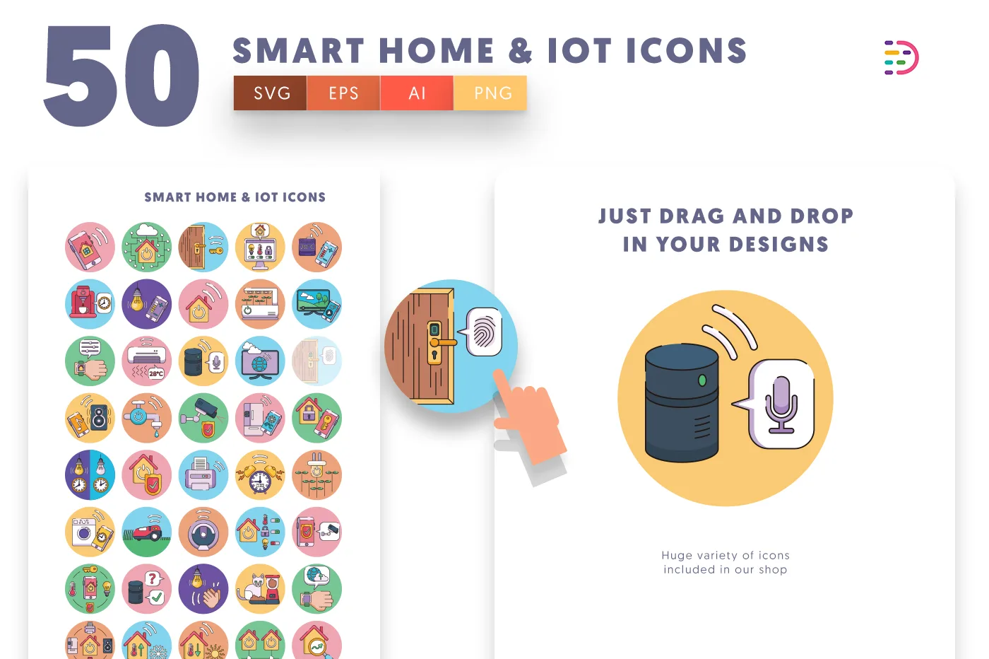 Drag and drop vector Smart home and IoT Icons