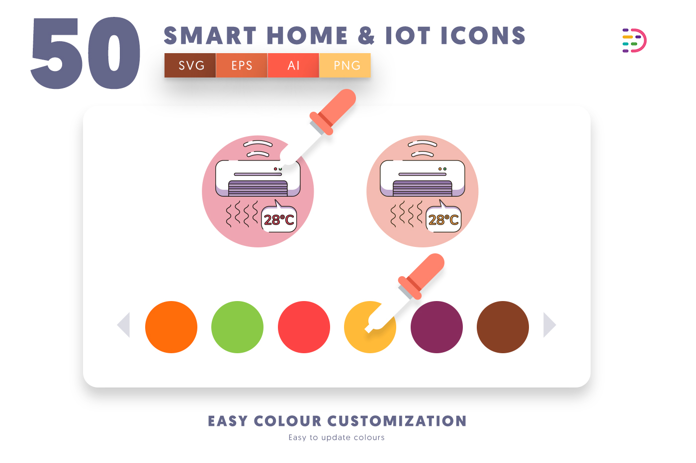 Customizable and vector Smart home and IoT Icons