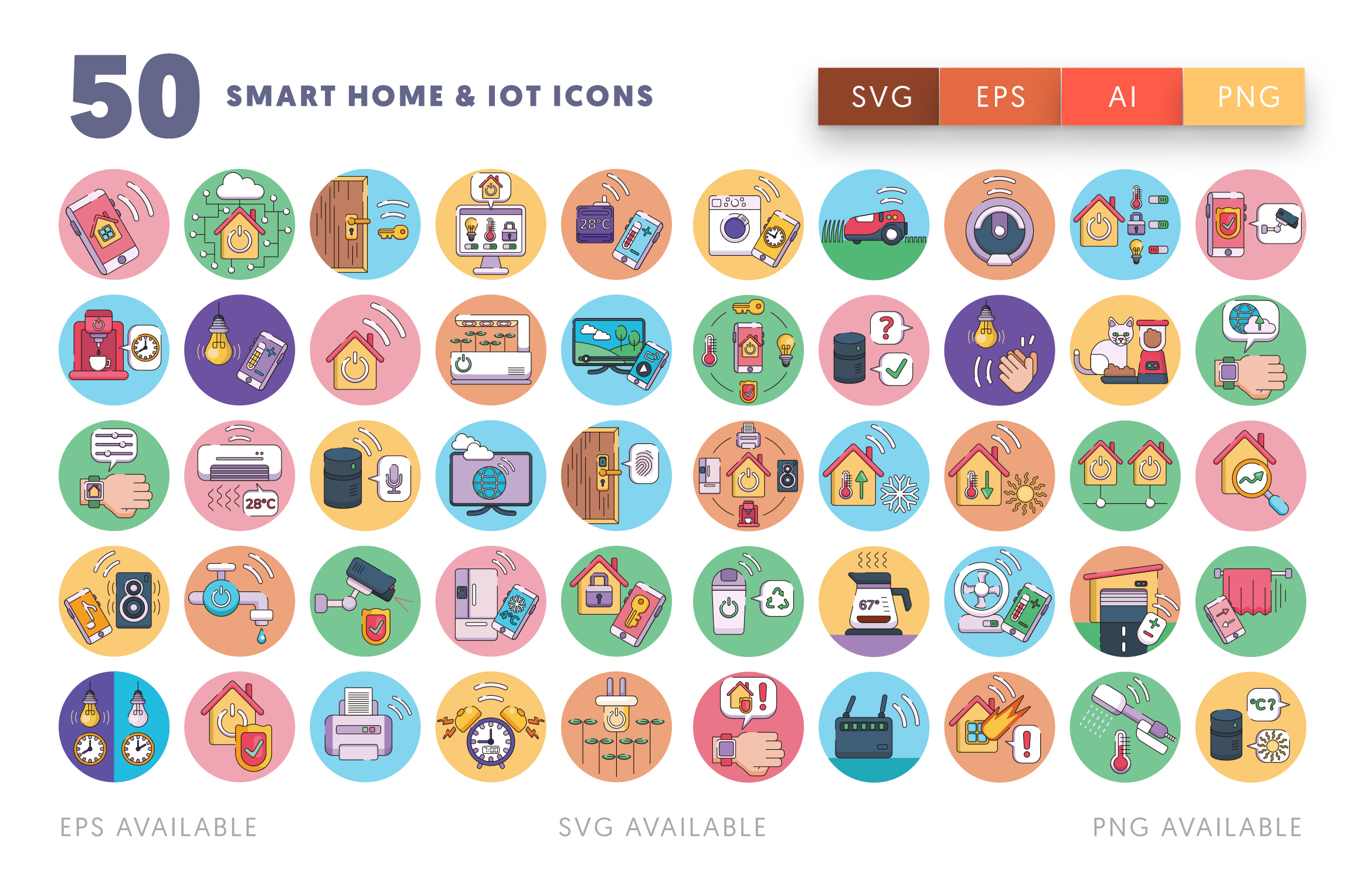 50 Smart home & IoT Icons