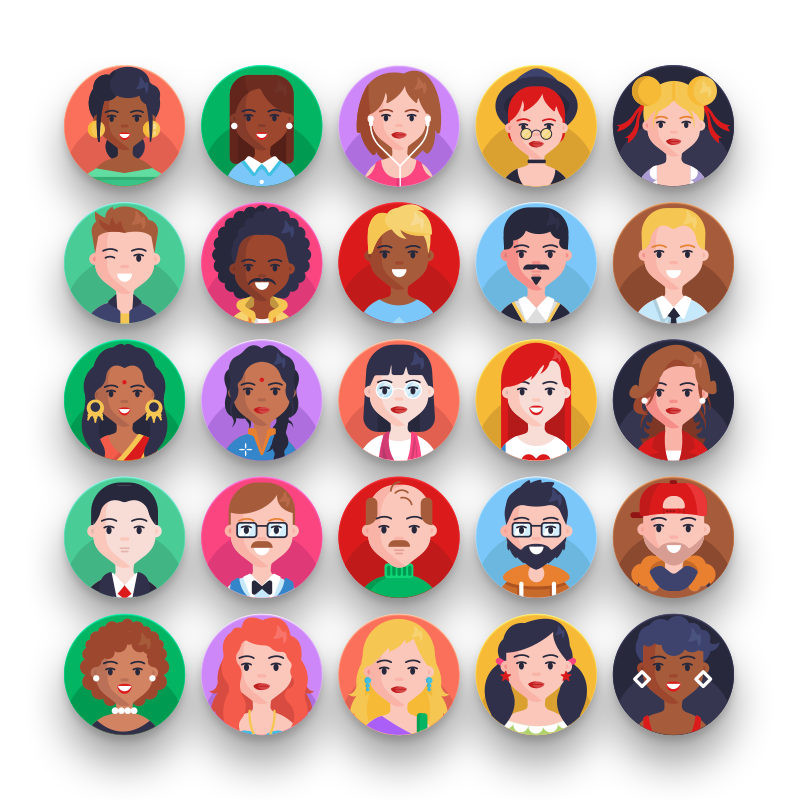 Flat avatar collection set of 12 people icons in flat style with faces  avatars group of people Stock Vector  Adobe Stock