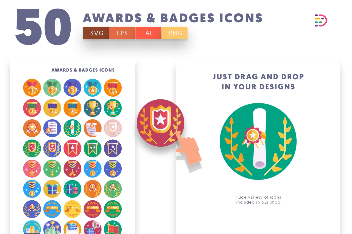 full vector Awards Badges Icons 