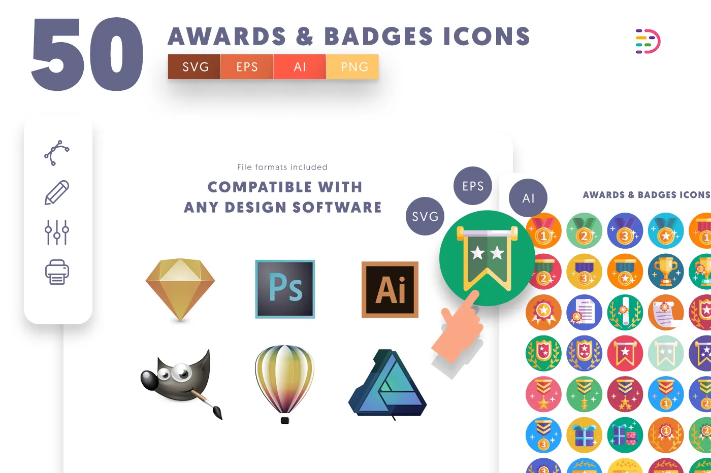 info graphic Awards Badges Icons 