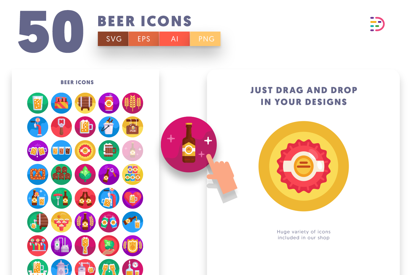 Drag and drop vector Beer Icons 