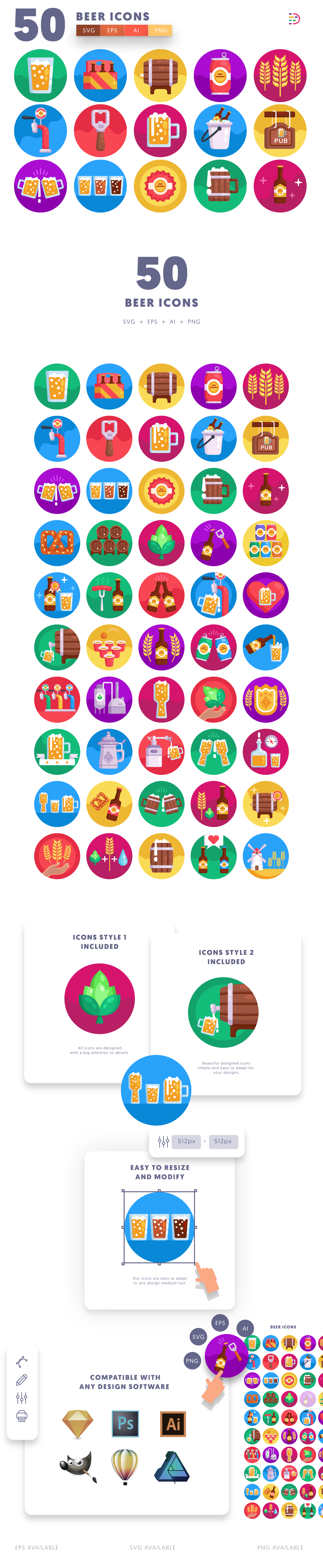 Beer icons info graphic