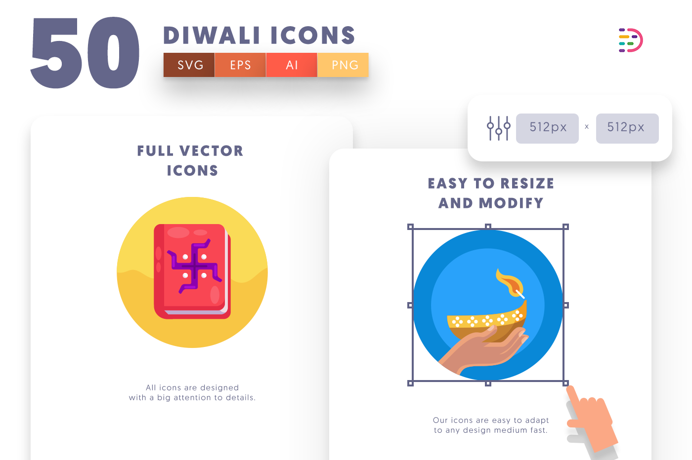 Full vector Diwali Icons