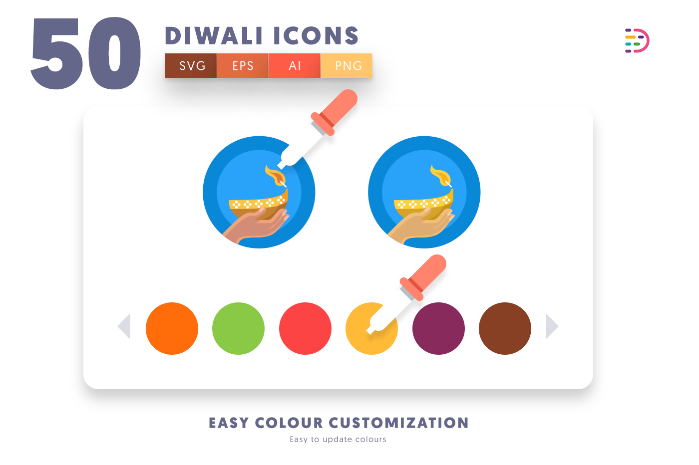 Customizable and vector Diwali Icons