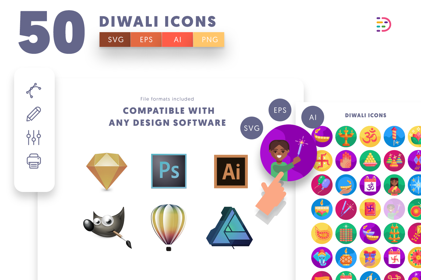  full vector Diwali Icons 