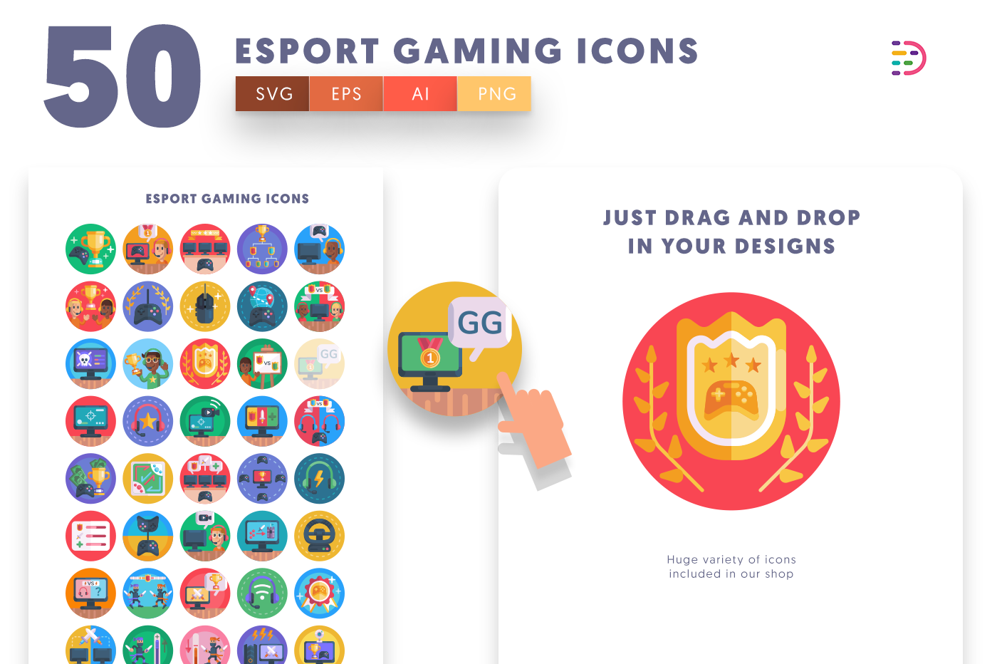Drag and drop vector Esport Gaming Icons 