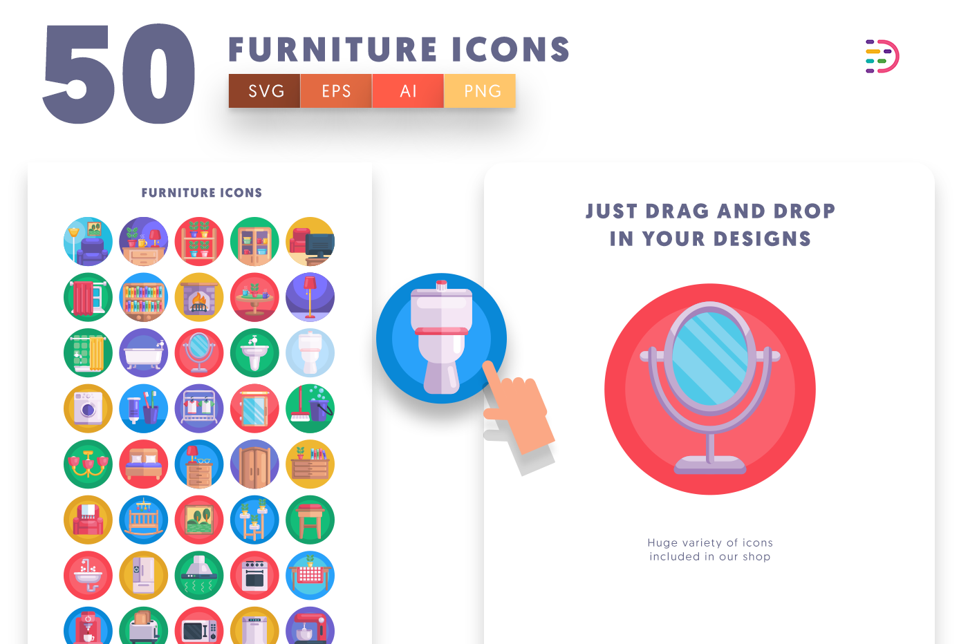 Drag and drop vector Furniture Icons 