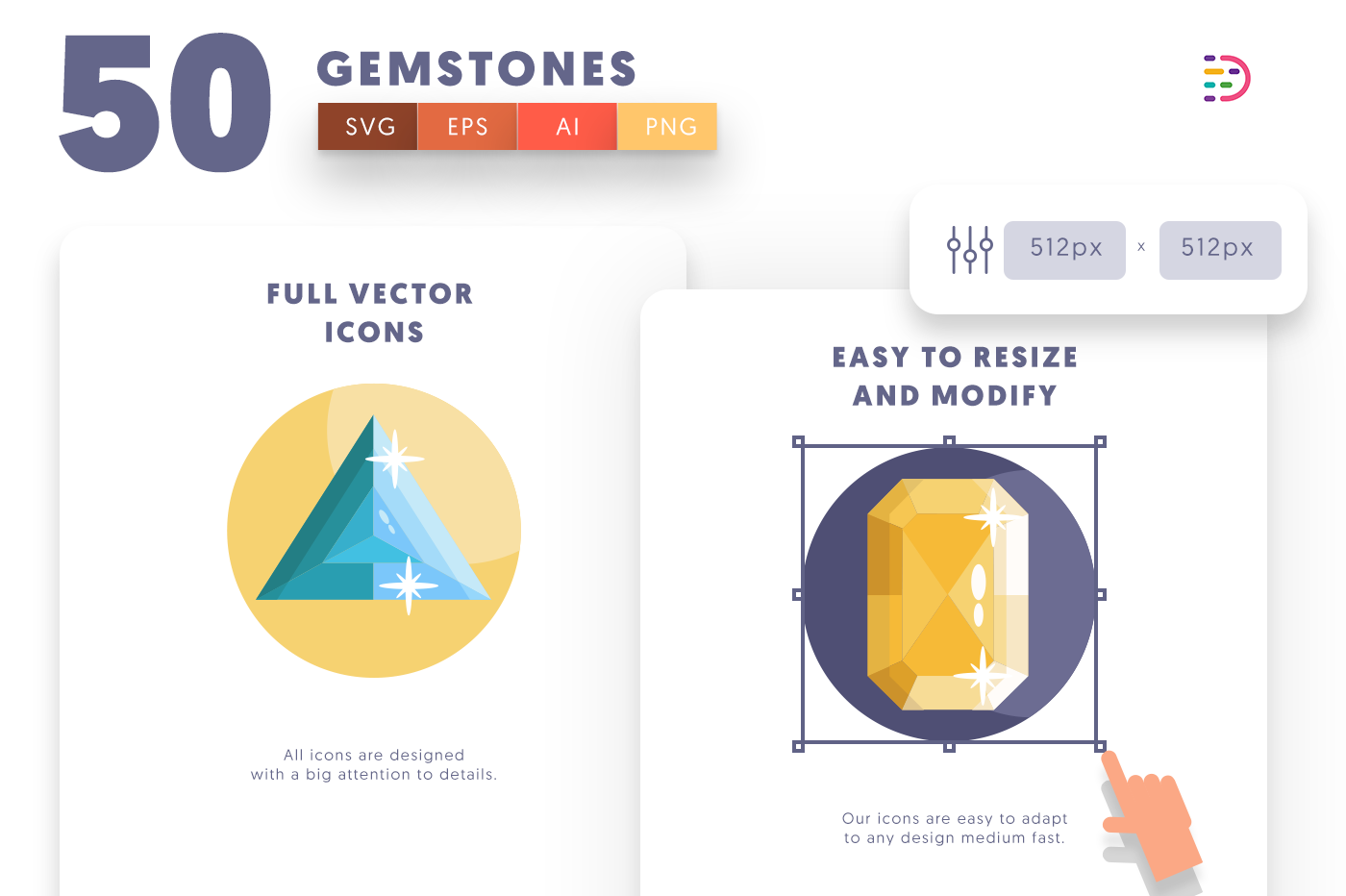 Full vector Gemstones Icons