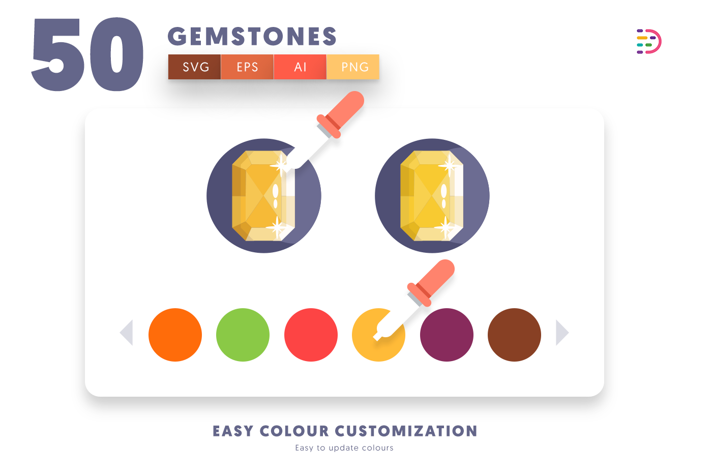 Customizable and vector Gemstones Icons
