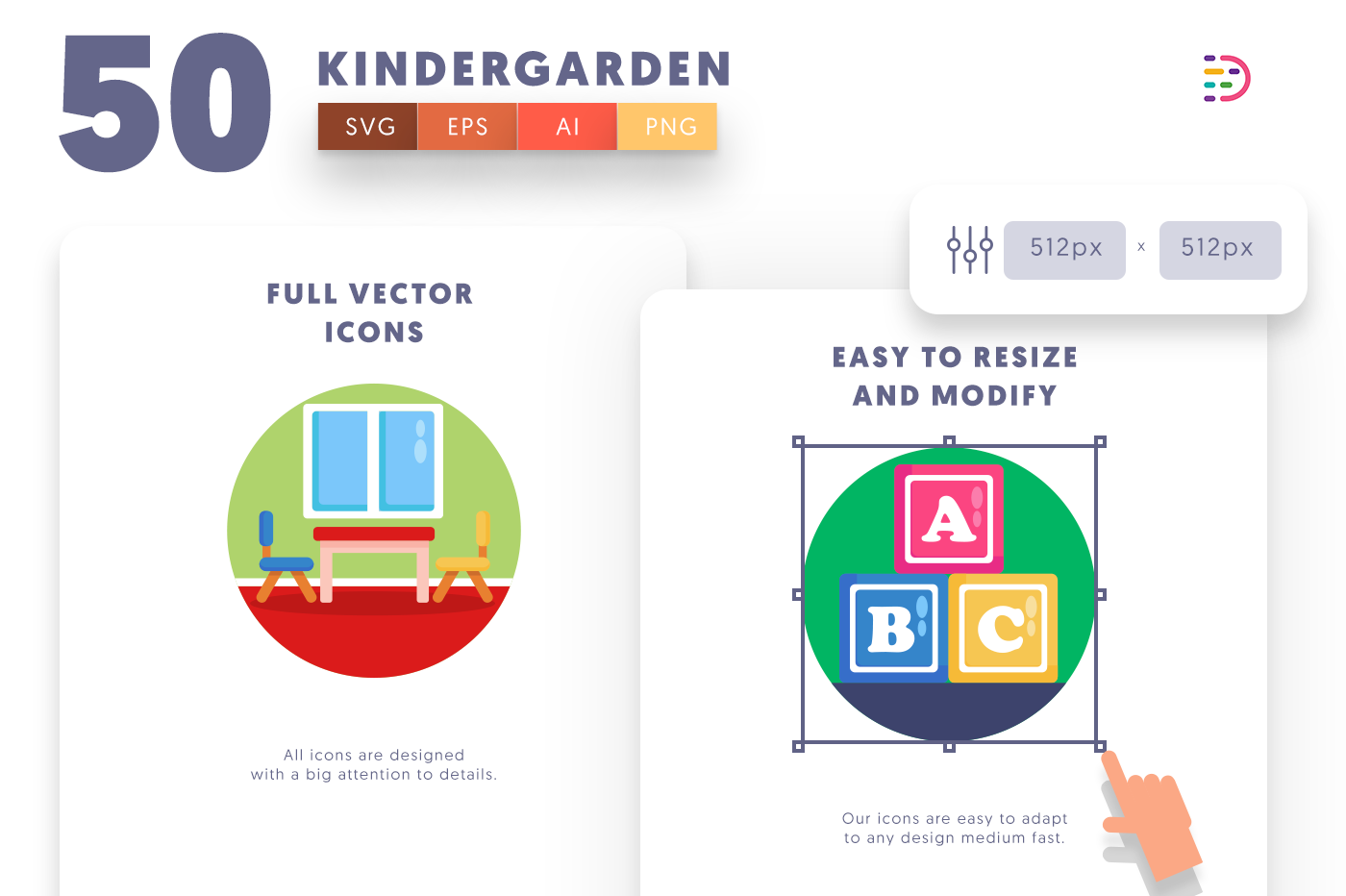 Full vector Kindergarden Icons