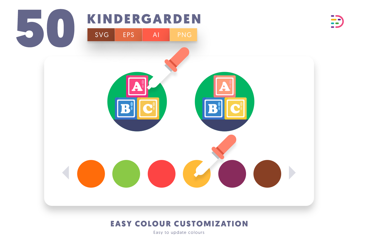 Customizable and vector Kindergarden Icons