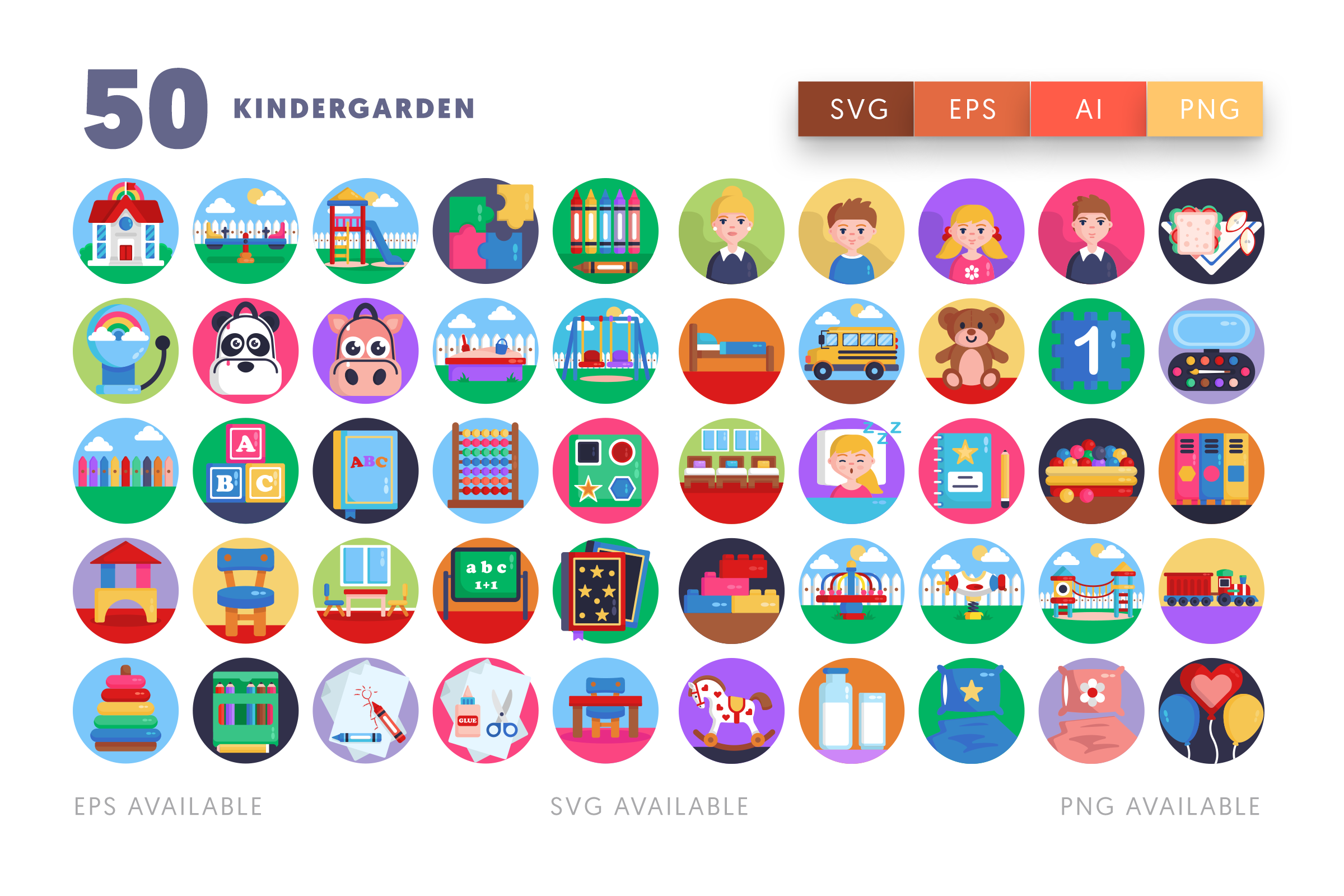 Kindergarden icons png/svg/eps