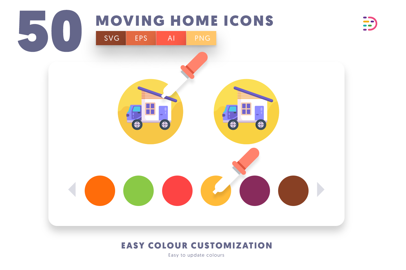 Customizable and vector Moving Home Icons