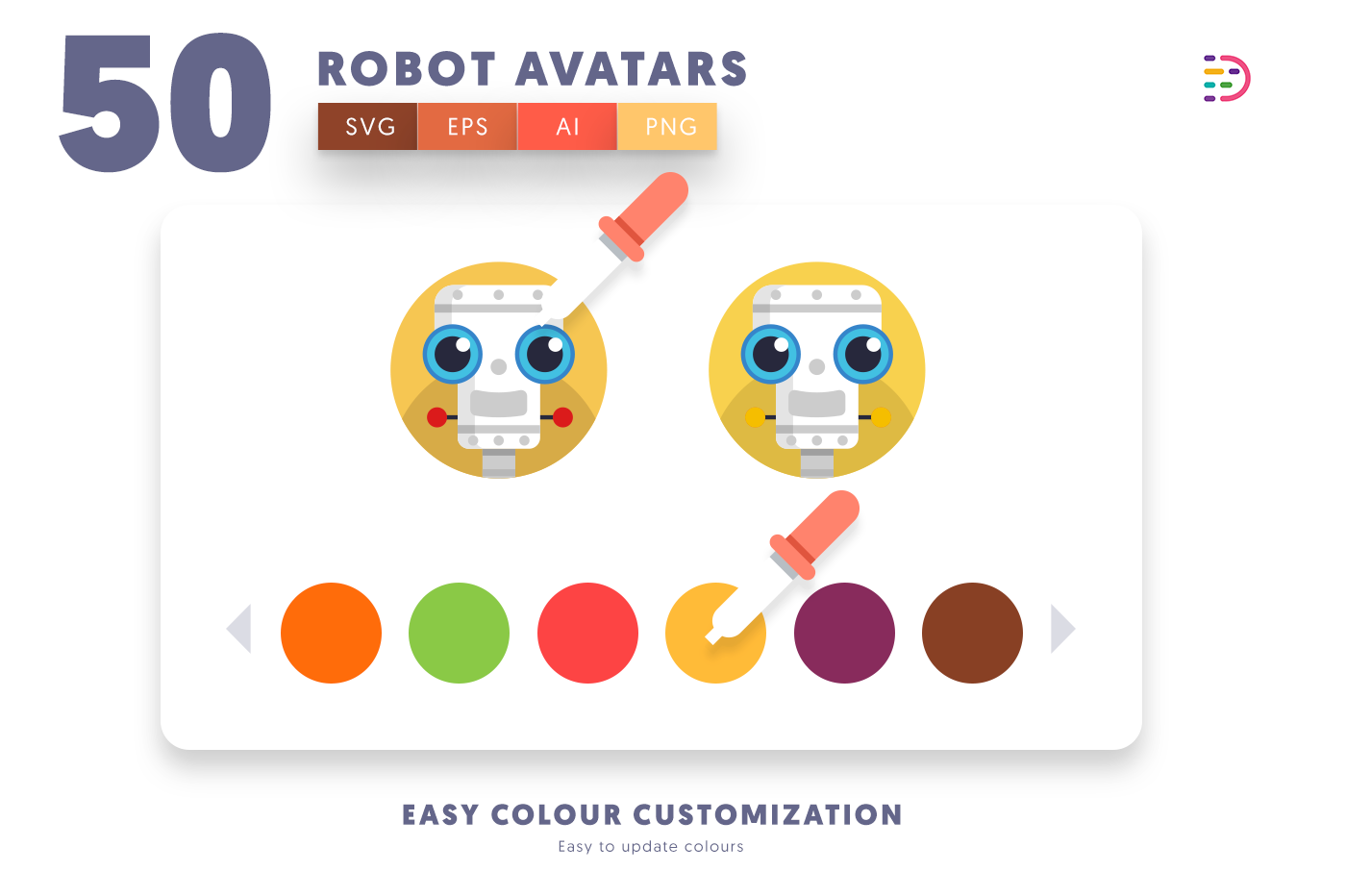 Customizable and vector Robot Avatar Icons