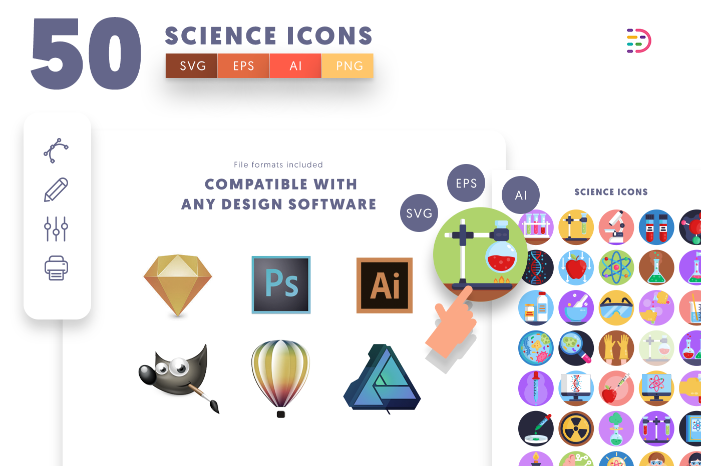  full vector Science Icons