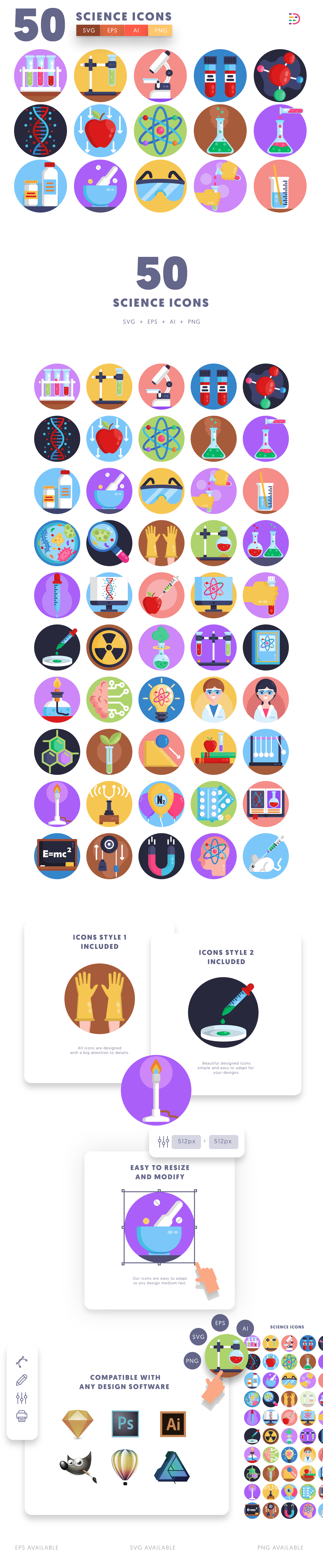 Science icons info graphic