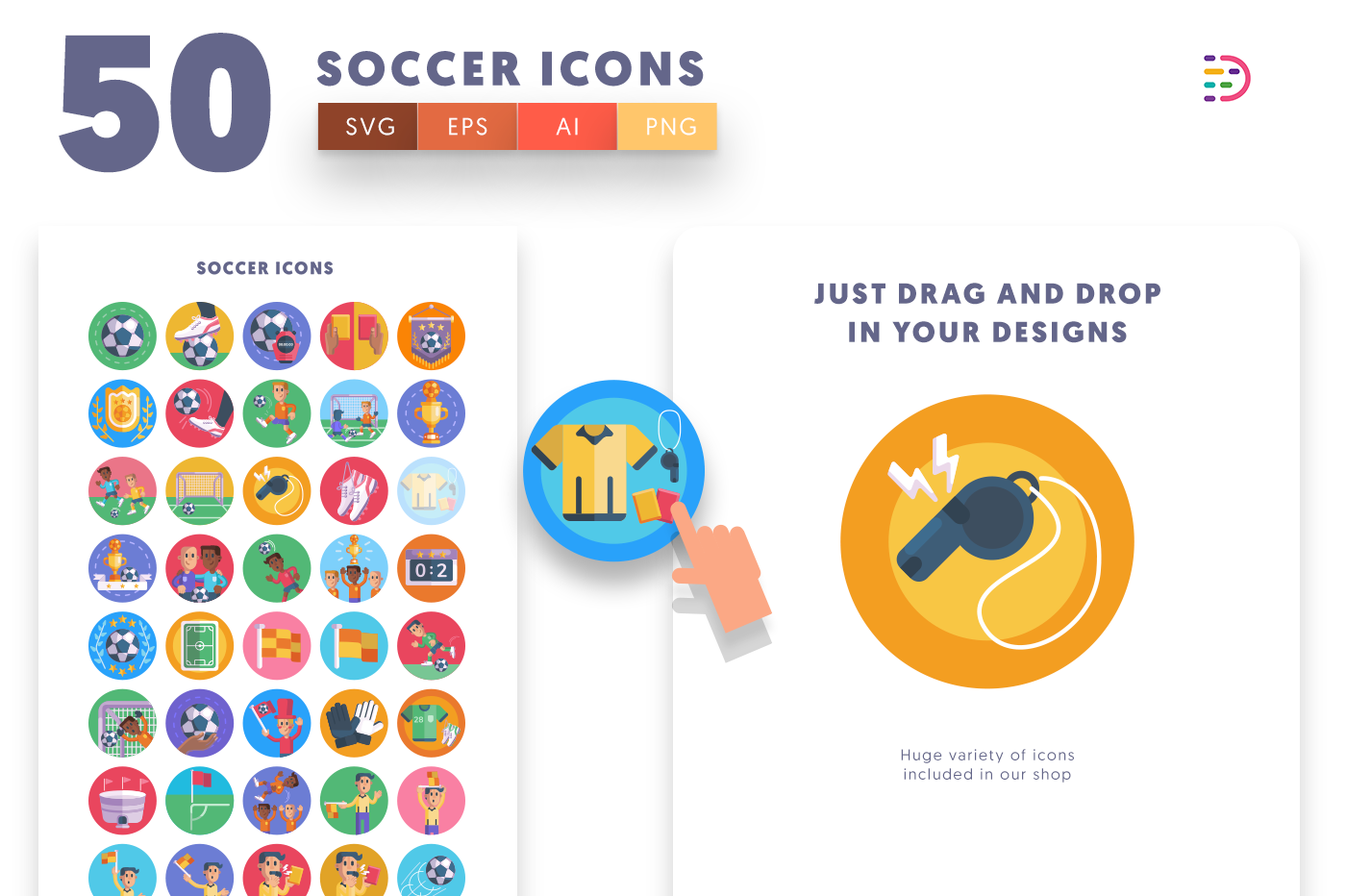 Drag and drop vector Soccer Icons 