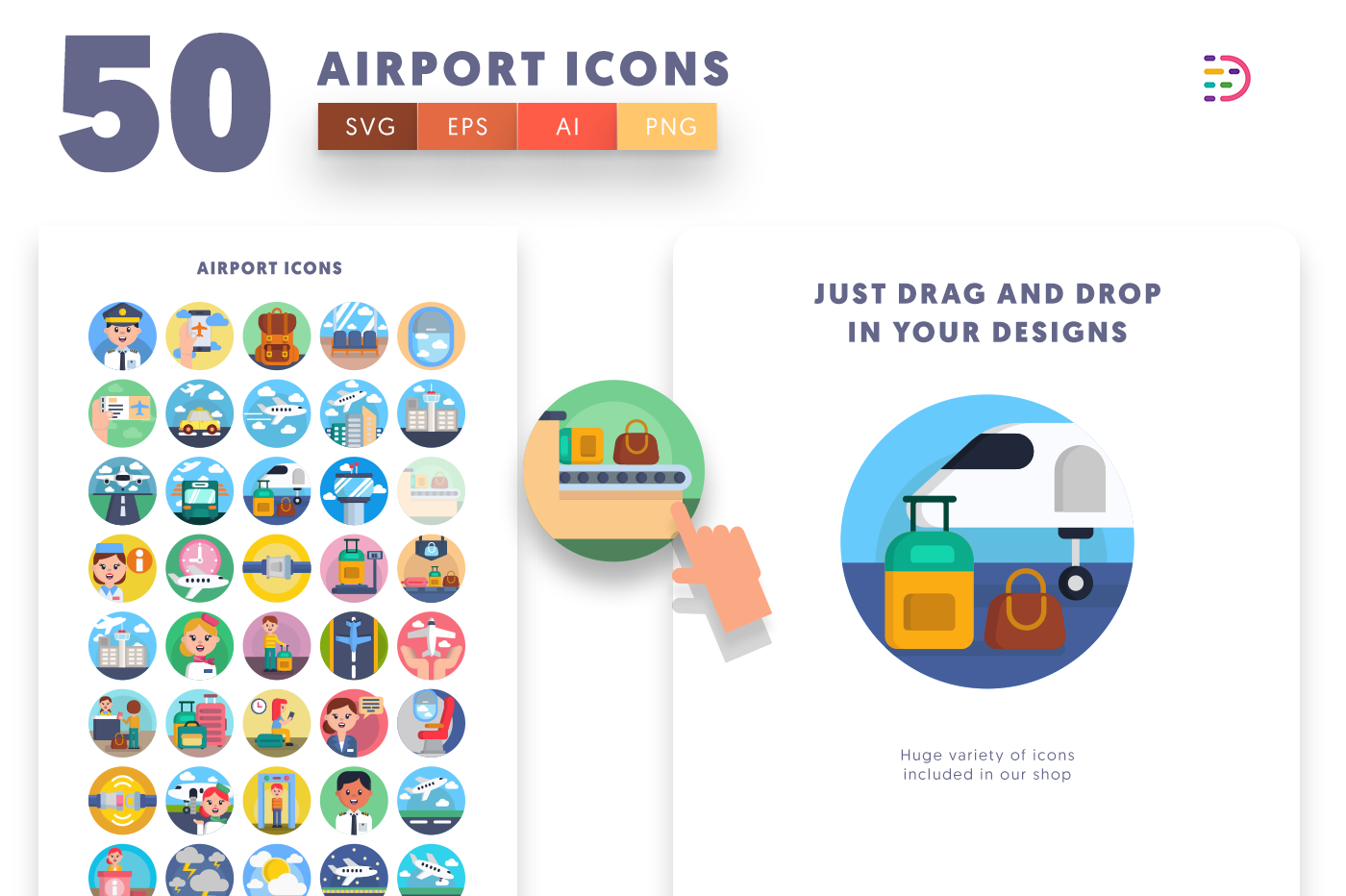 Drag and drop vector Airport Icons 