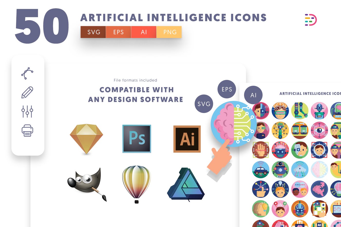  full vector Artificial Intelligence Icons
