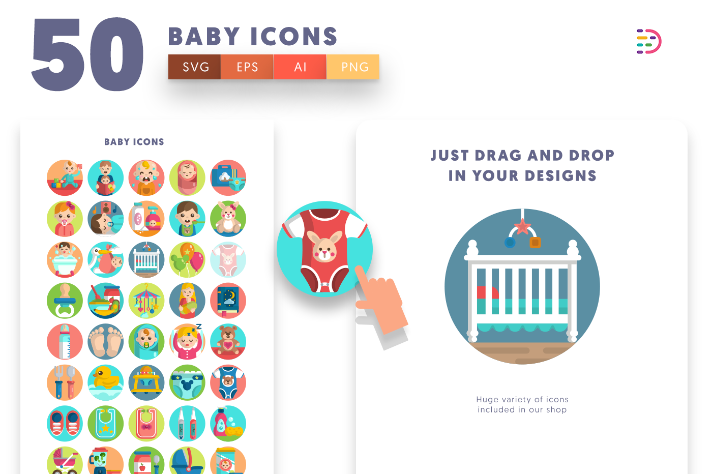 Drag and drop vector Baby Icons 