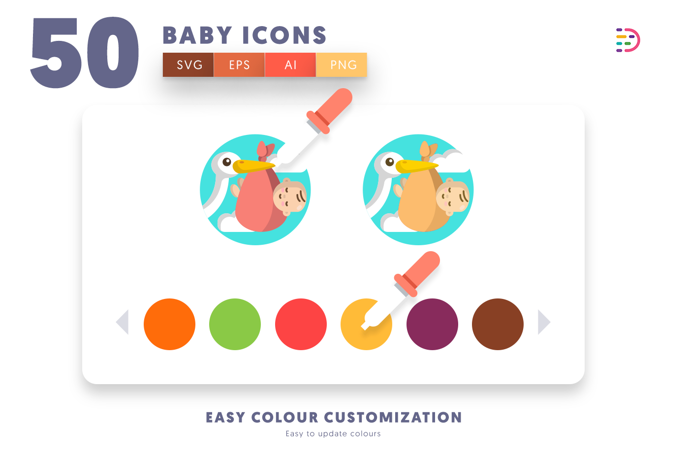 Customizable and vector Baby Icons