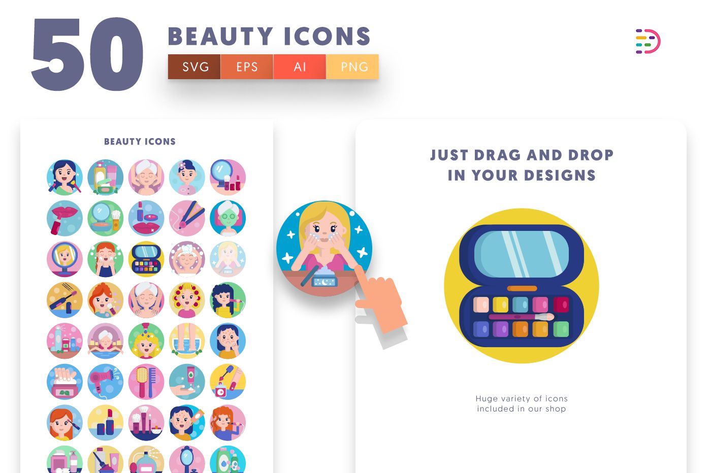 Drag and drop vector Beauty Icons 