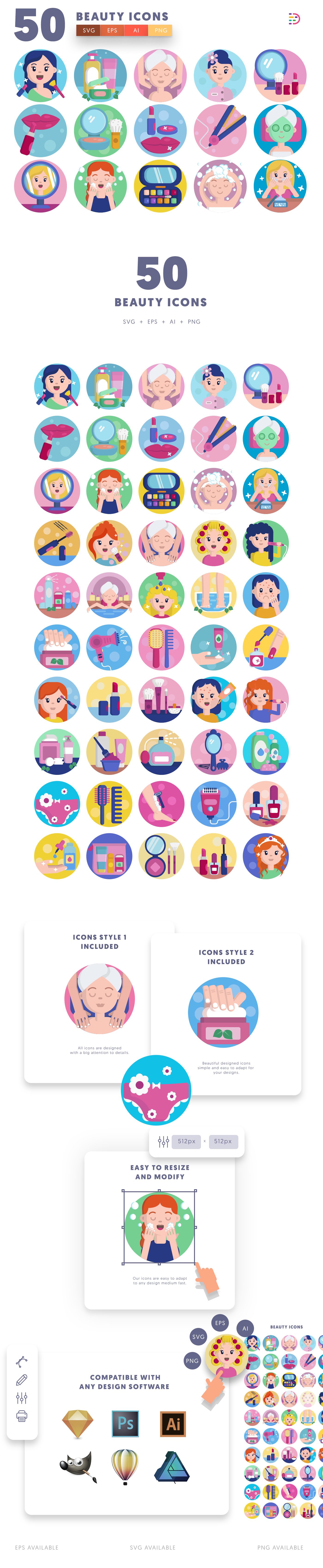 Beauty icons info graphic