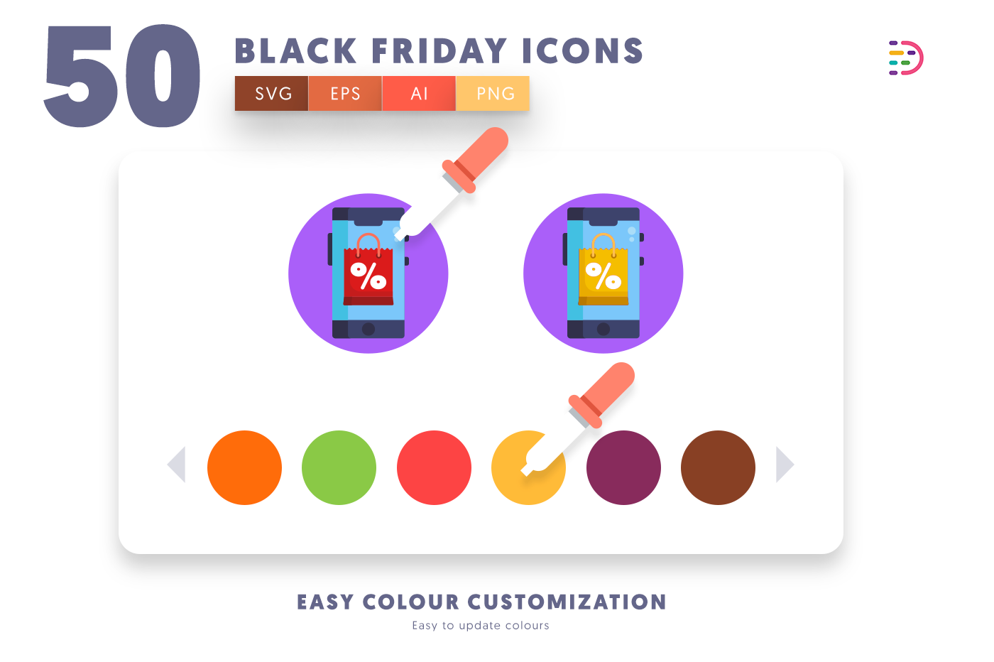 Customizable and vector Black Friday Icons