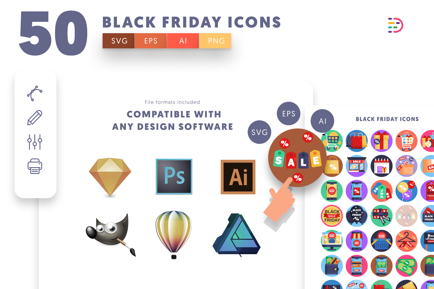  full vector Black Friday Icons 