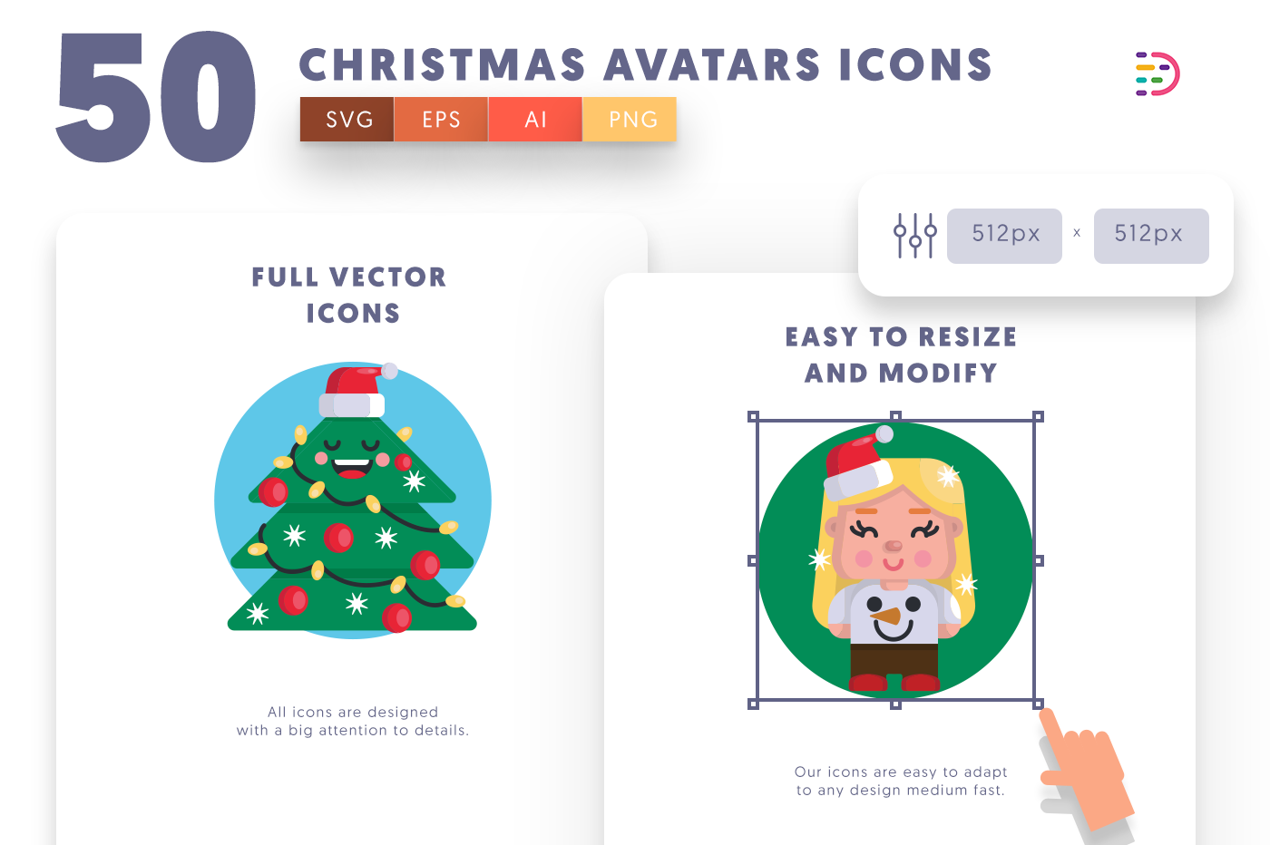Full vector Christmas Avatars Icons