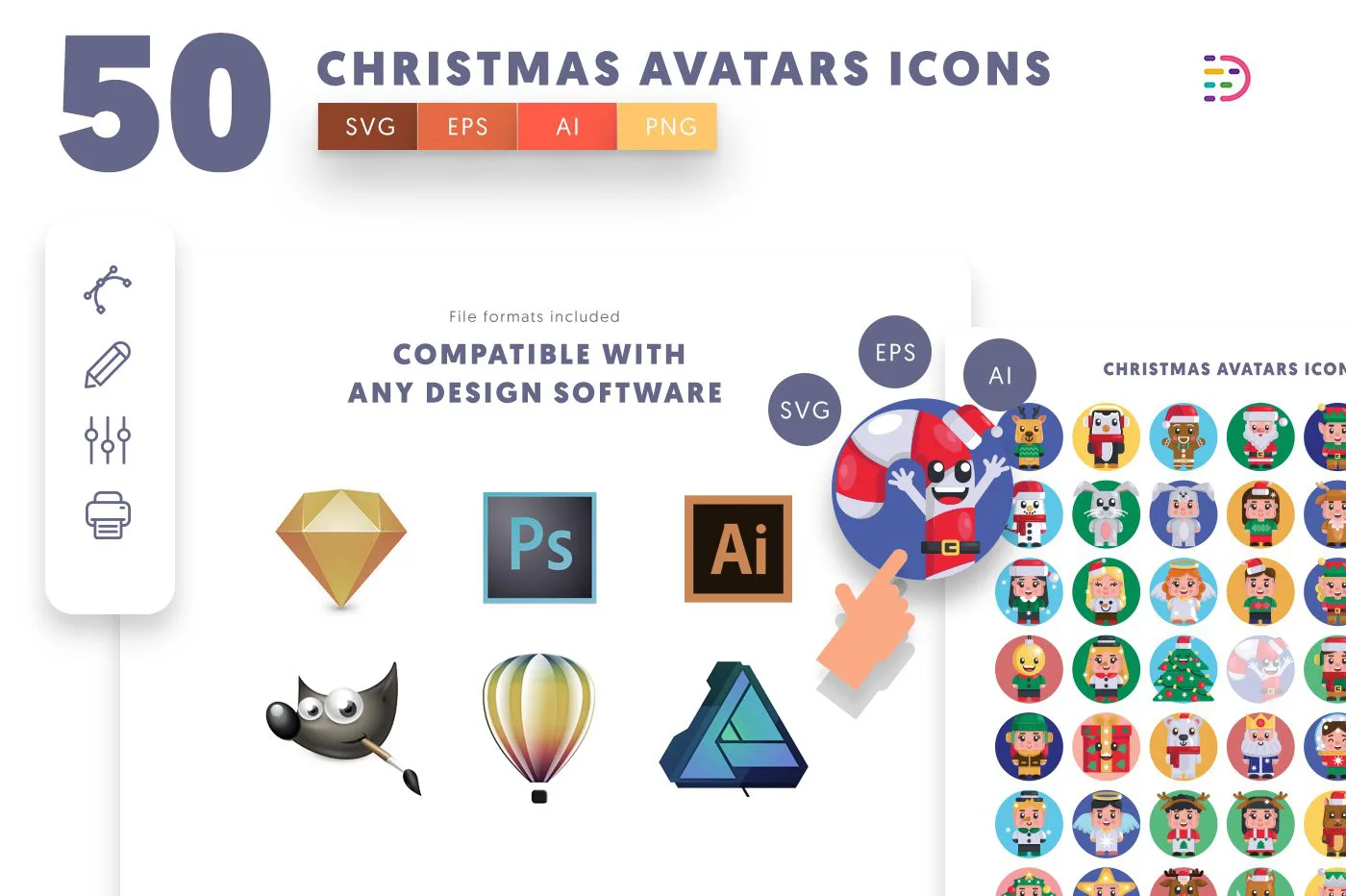  full vector Christmas Avatars Icons