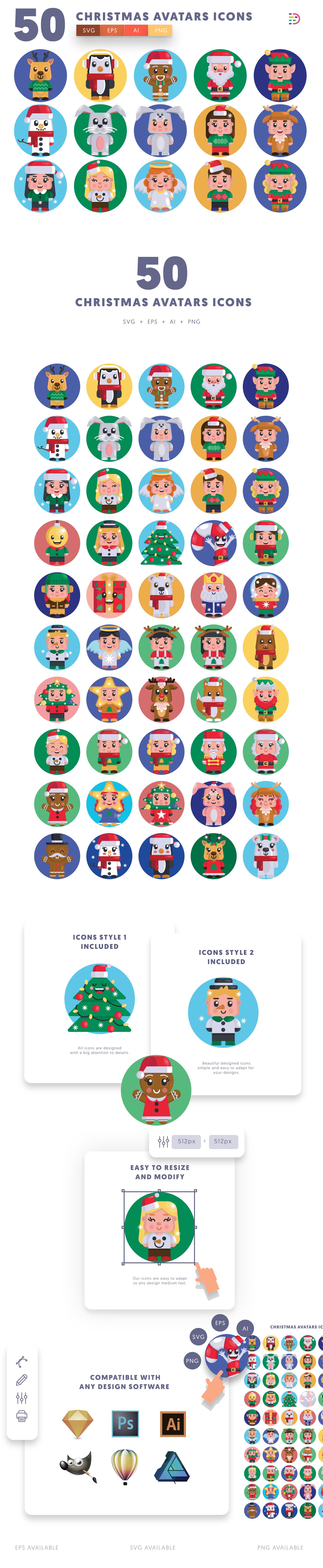 Christmas Avatars icons info graphic