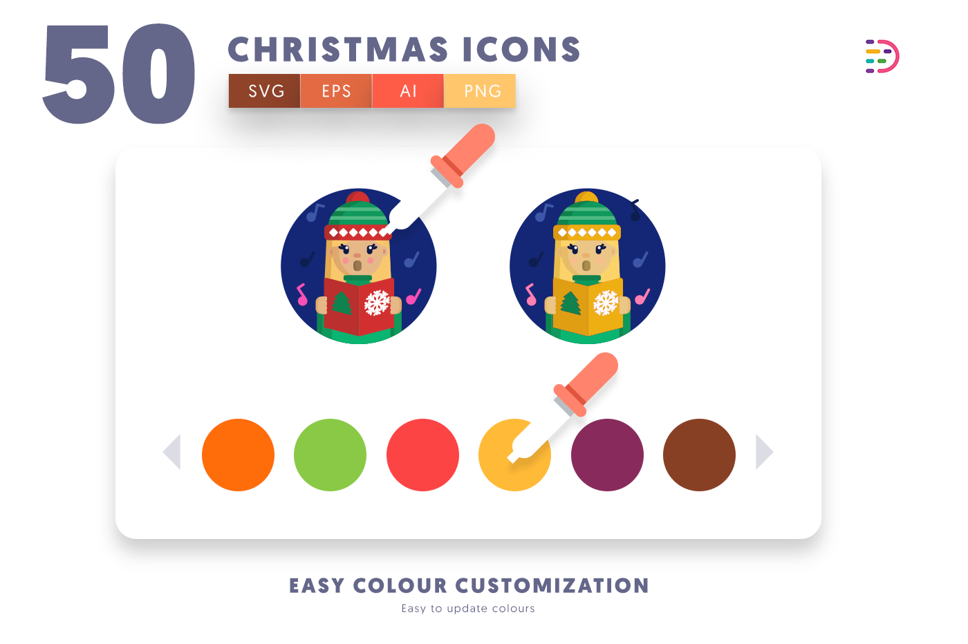 Customizable and vector Christmas Icons